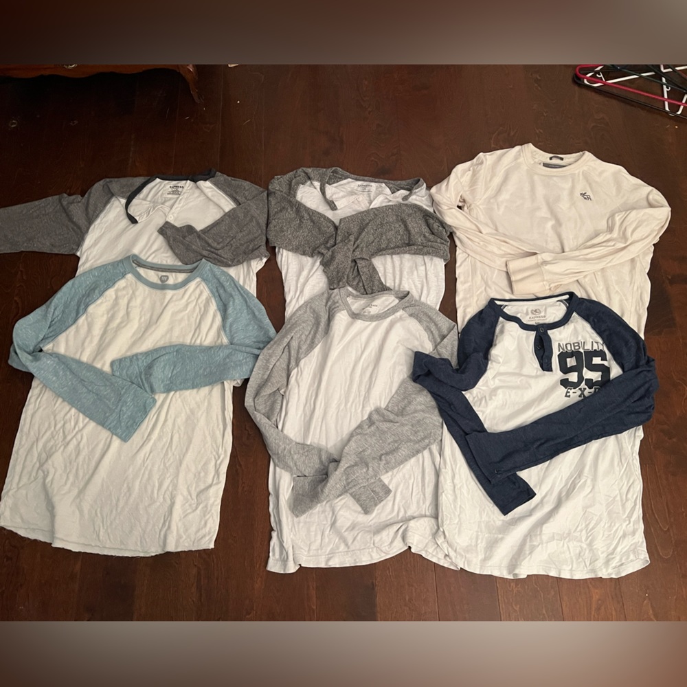 6 Mens Long Sleeve Shirts all size LARGE. All name brand